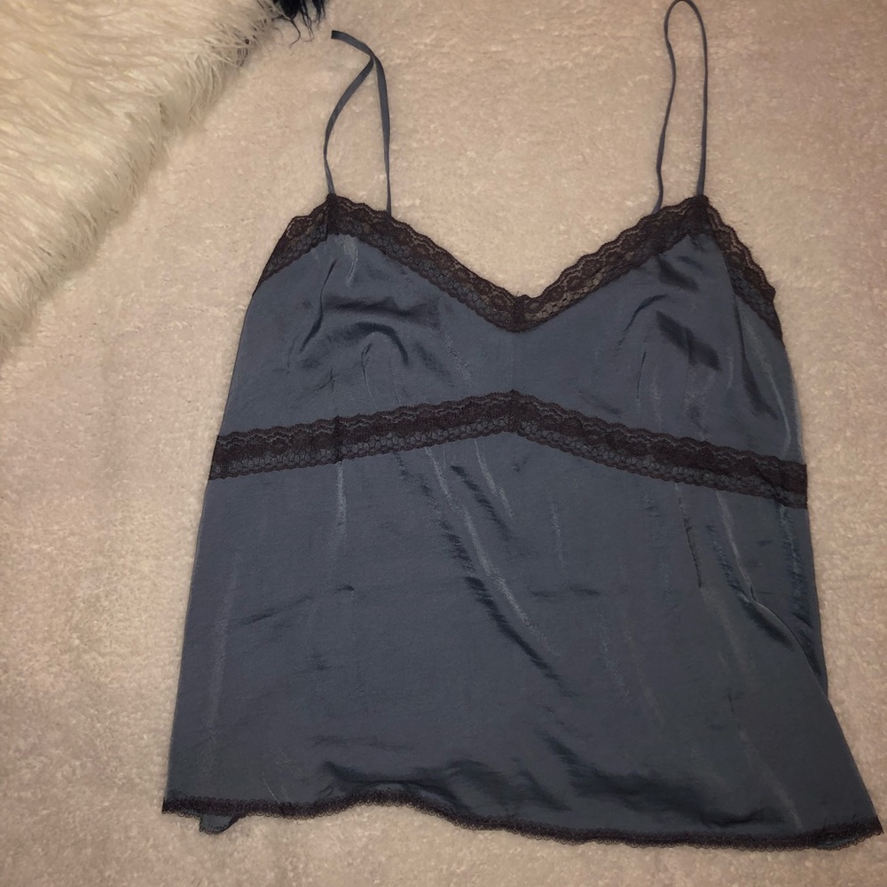 Slate Blue and Plum Lace Camisole Tank Top